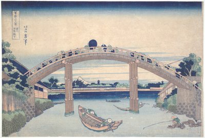 Mannen-sillan alla Fukagawassa sarjasta Kolmekymmentäkuusi näkymää Fuji-vuorelle tekijältä Katsushika Hokusai