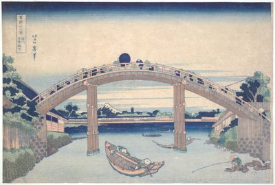 Fukagawan Mannen-sillan alla, sarjasta ”36 näkymää Fuji-vuorelta” tekijältä Katsushika Hokusai