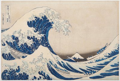 Kanagawan aallon alla" tai "Suuri aalto" sarjasta "36 näkymää Fuji-vuorelle", n. 1830-1831 (puupainatus) tekijältä Katsushika Hokusai