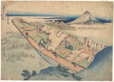 Ushibori Hitachin maakunnassa (Jōshū Ushibori), sarjasta ”36 näkymää Fuji-vuorelta” (Fugaku sanjūrokkei) tekijältä Katsushika Hokusai