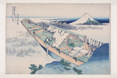 Ushibori Hitachin maakunnassa (Je?sh? Ushibori) (musta puupalikkaprintti) tekijältä Katsushika Hokusai