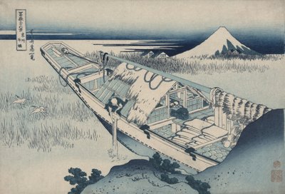 Ushibori Hitachin maakunnassa, sarjasta ”36 näkymää Fuji-vuorelta” tekijältä Katsushika Hokusai
