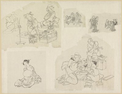 Viisi esitystä ihmisistä eri tilanteissa tekijältä Katsushika Hokusai