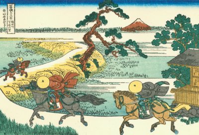Sekiyan kylä Sumida-joen varrella, noin 1830 (puupiirros). tekijältä Katsushika Hokusai
