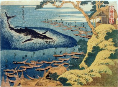Valaanpyynti Gotôn saarten edustalla tekijältä Katsushika Hokusai