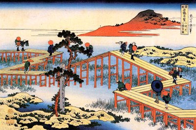 Yatsuhashi Mikawan maakunnassa, 1835. tekijältä Katsushika Hokusai