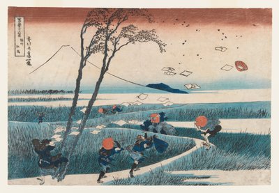Yejirin asema, Surugan maakunta (värillinen puupainatus) tekijältä Katsushika Hokusai