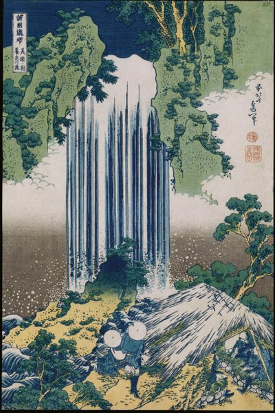 Yoron vesiputous, Minon maakunta, sarjasta "Matka kaikkien maakuntien vesiputouksiin" tekijältä Katsushika Hokusai
