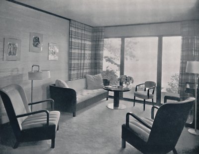 "Howard T. Fisherin Miss Ruth Pagelle suunnitteleman talon olohuone", 1935 tekijältä Kaufman and Fabry Co