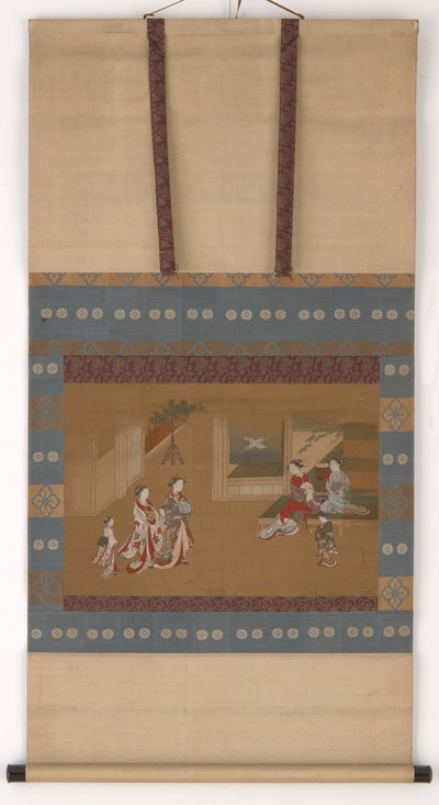 Kaksi yujoa juhlimassa uutta vuotta kahdelle muulle, 1700-luku. tekijältä Kawamata Tsunemasa
