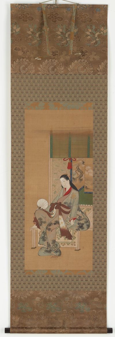Tyttö istuu verannalla, Edo-kausi, 1700-luku. tekijältä Kawamata Tsuneyuki