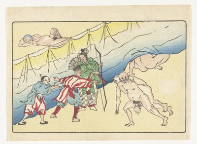Jousimies ja alastomia miehiä The Big Tail (sarjan nimi) tekijältä Kawanabe Kyosai