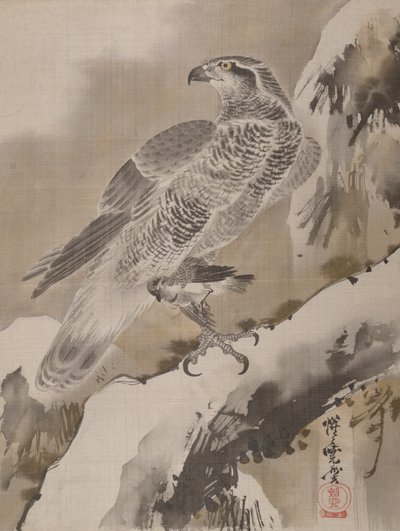 Eagle Holding Small Bird, n. 1887. tekijältä Kawanabe Kyosai