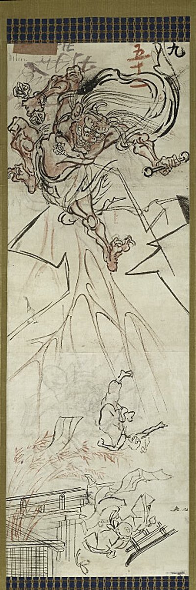 Lightning God, yksi kuudesta luonnoksesta. tekijältä Kawanabe Kyosai