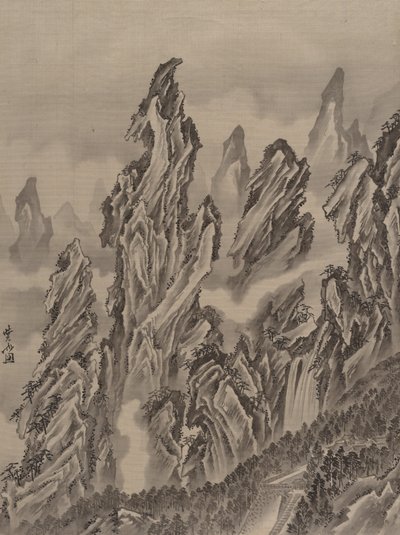 Kalliomaisema, n. 1887. tekijältä Kawanabe Kyosai