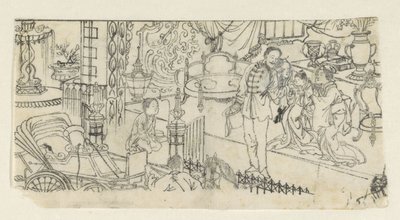 Mies sanoo hyvästit lapselle tekijältä Kawanabe Kyôsai (attributed to)