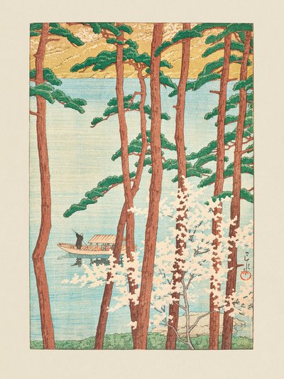 Haru no Arashiyama (Kevät Arashiyamassa) (1934) tekijältä Kawase Hasui