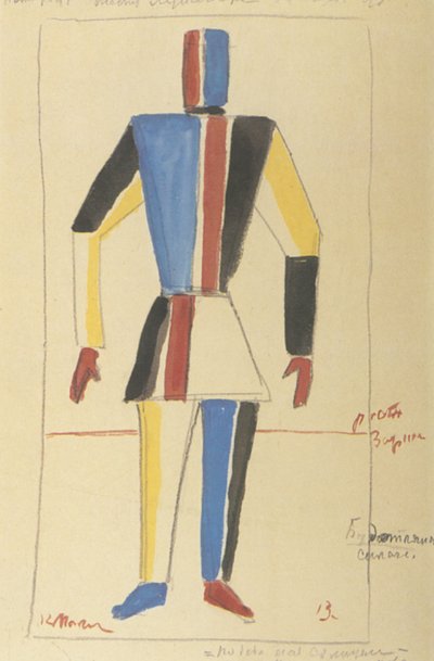 Futuristi Strongman. Pukusuunnittelu oopperaan Voitto auringon yli A. Kruchenykhin jälkeen tekijältä Kazimir Severinovich Malevich