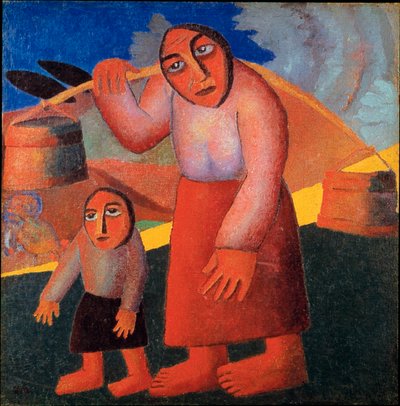 Talonpoika kauhoineen Kasimir Malevicin maalaus (Malevich, Malevich) (1878-1935) 1911 Su. 173x73 cm Amsterdam, Stedelijk Museum tekijältä Kazimir Severinovich Malevich