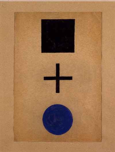 Suprematismi: neliö, risti, ympyrä Guassimaalaus Kazimir Malevich (Malevich, Malevich) (1878-1935) 1919-1920 Yksityinen kokoelma tekijältä Kazimir Severinovich Malevich
