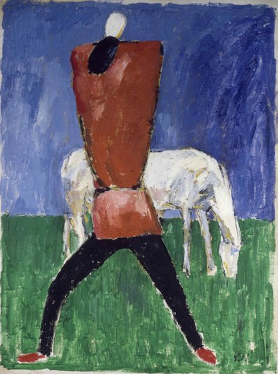Valkoinen hevonen Mies ja hevonen, 1930-1931. tekijältä Kazimir Severinovich Malevich