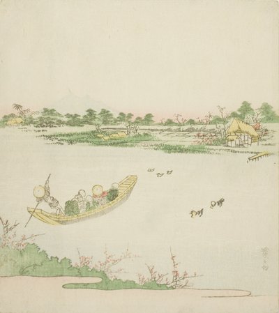 Sumida-joen ylittävä lautta tekijältä Keisai Eisen