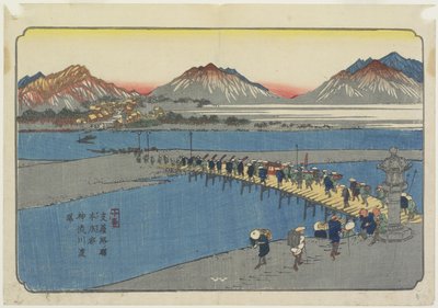Nro 11: Lauttasatama Kannajoella lähellä Honjo_ Stationia, 1830-1844 tekijältä Keisai Eisen