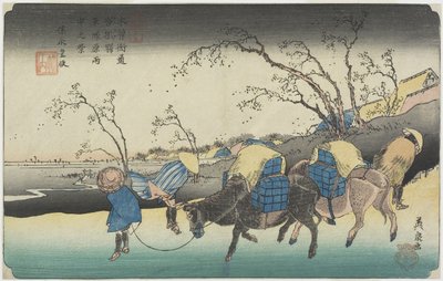 Nro 20: Näkymä Hiratsukaharasta Rainissa lähellä Kustukaken asemaa, 1835-1836 tekijältä Keisai Eisen