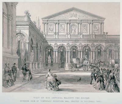 Turkin sulttaanin Abd-ul-Azizin vierailu Guildhallissa Lontoon Cityssä, 1867. tekijältä Kell Brothers