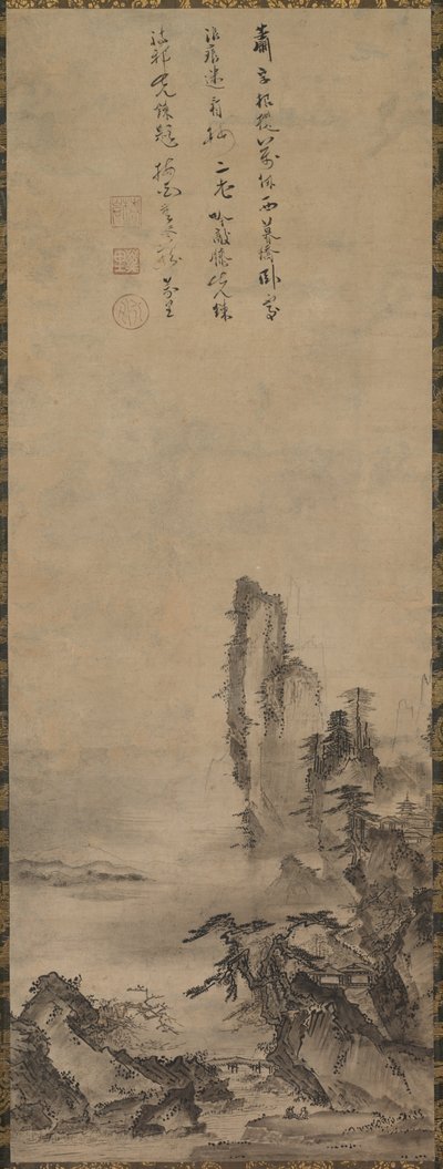 Lonely Temple ja Towering Cliff, n. 1480. tekijältä Kenkō Shōkei