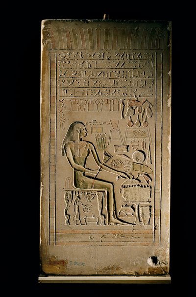 Lady Senetitiesin kalkkikivinen stela, Egyptin museo, Kairo, 2002 (kuva). tekijältä Kenneth Garrett