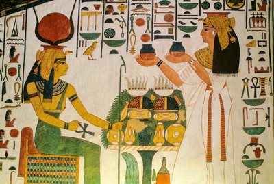 Nefertarin hauta; Nefertari tarjoaa viiniä dietien ryhmälle; Egypti, Valley of the... tekijältä Kenneth Garrett