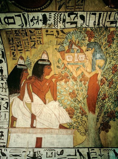 Kuninkaiden laakson taiteilija Sennedjem ja hänen vaimonsa palvovat jumalatar Hathorin edessä..., 2009 (kuva) tekijältä Kenneth Garrett