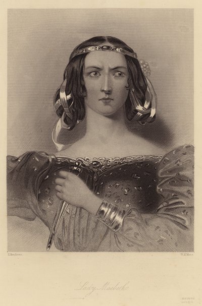 Shakespeare: Macbeth, Lady Macbeth, 2. näytös, 2. kohtaus (kaiverrus). tekijältä Kenny Meadows