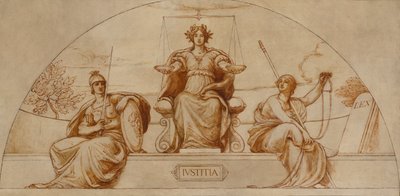 Pilapiirros Minnesotan osavaltion pääkaupungin seinämaalaukseen, "Institute of Justice". tekijältä Kenyon Cox