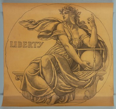 Liberty, sarjakuva Mosaicille Wisconsin State Capitol Rotundassa tekijältä Kenyon Cox