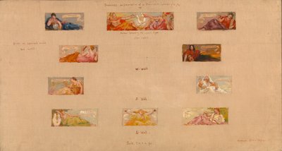 Luonnokset yksityisen kirjaston koristeluun A, 1894. tekijältä Kenyon Cox