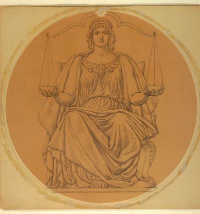 Tutkimus "Justice", Lunette Hudson County Courthousessa, Jersey Cityssä, NJ tekijältä Kenyon Cox