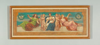 Common Law, tutkimus vasemmalle paneelille "The Reign of Law", Frieze muutoksenhakutuomioistuimelle, New York tekijältä Kenyon Cox