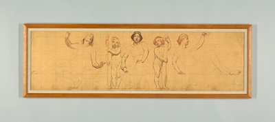Common Law, tutkimus vasemmalle paneelille "The Reign of Law", Frieze muutoksenhakutuomioistuimelle, New York tekijältä Kenyon Cox