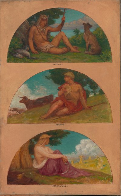El progrés de la civilització: caça, ramaderia, agricultura..., 1905-1906. finlandès tekijältä Kenyon Cox