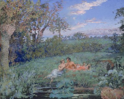 The Lovers on the River Bank, n. 1910-20 (pastelli ja akvarelli kartongille) tekijältä Ker Xavier Roussel