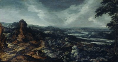 Panoraamamaisema Tobiaksen ja enkelin kanssa tekijältä Kerstiaen de Keuninck (attributed to)