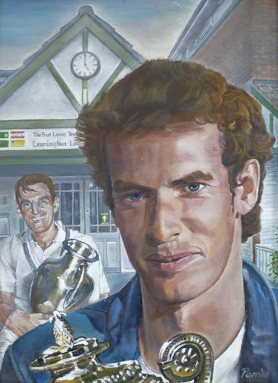 Wimbledonin miesten mestarit vierailevat Leamington Lawn Tennis and Squash Clubilla (maalaus) tekijältä Kevin Parrish