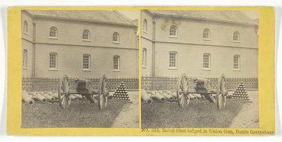 Rebel Shot majoituspaikka Union Gunissa, Battle Gettysburg, 185575. Tekijät: Kilburn Brothers, BW Kilburn. tekijältä Kilburn Brothers, BW Kilburn