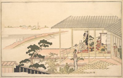 Iloisten juhlat talossa Yoshiwarassa kuutamoyönä, 1789. tekijältä Kitagawa Utamaro