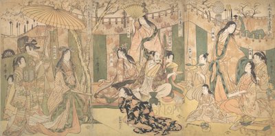 Näkymä Taikon ja hänen viiden vaimonsa nautinnoista Rakutossa, 1804. tekijältä Kitagawa Utamaro
