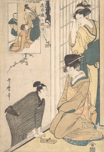 Nuori mies talon kyljessä, 1700-luvun loppu - 1800-luvun alku. tekijältä Kitagawa Utamaro