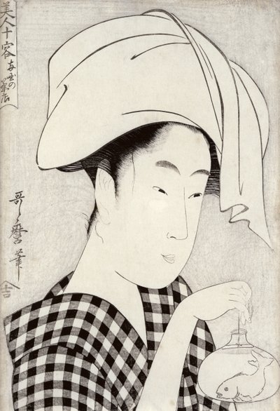 Teehuone Ryogokussa, sarjasta "Bijin juyo" (Ten Female Figures) n. 1797 (puupainatus) tekijältä Kitagawa Utamaro