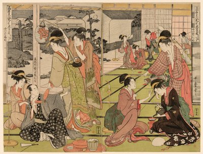 CT Even from Te Serie -sarjan ``Te Chu Bedding Drama Paro Wisdom db by Fa Net s Beautiers (Vanha nimi Beauty Likened Chu Bedding 2 Trees Kudzu Tree)” tekijältä Kitagawa Utamaro